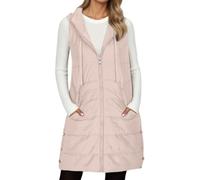 Generisch Doudoune d'hiver isolée chaude sans manches avec fermeture à bouton sur le devant, fermeture éclair, vêtements d'extérieur pour temps froid, Rose, XXL