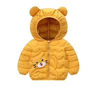 Generisch Doudoune d'hiver pour tout-petit avec oreilles d'ours dessin animé léger pour garçons et filles, jaune, 4-5 ans