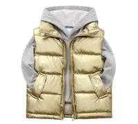 Generisch Doudoune et hiver et fille moyen et grand gilet léger col montant veste en coton léger gilet enfant manteaux femmes 100-170, or, 150