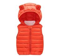 Generisch Doudoune Gilet Homme Veste Chaude Sans Manches Vêtements d'Extérieur Solide Oreilles d'ours Gilet Manteaux à Capuche Vêtements d'Extérieur Rembourrés Gilet Bébé 62, Orange, 4-5 ans