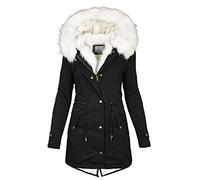 Generisch Doudoune légère longue pour femme, parka d'hiver chaude doublée avec capuche, veste matelassée élégante avec poches, veste de loisirs, manteau épais pour femme, veste polaire unie, Blanc., S