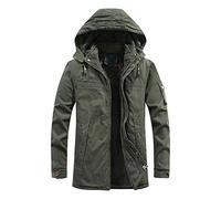Generisch Doudoune Manteau d'hiver doux à manches longues coupe-vent Softshell chaud pour homme Manteaux et vestes coupe-vent Noir, Vert armée., XL