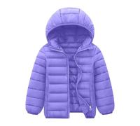 Generisch Doudoune matelassée pour enfants - Veste d'hiver pour garçons et filles - Courte - Couleur unie - Veste d'extérieur doublée chaude pour les tout-petits et les écoliers, 2-violet, 9-10 ans