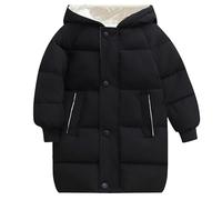 Generisch Doudoune pour enfant - Longue veste matelassée en coton - Pour bébé et enfant - Vêtement d'hiver pour fille et bébé garçon, Noir , 7-8 ans