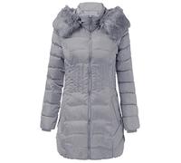 Generisch Doudoune pour femme légère et longue, veste matelassée pour femme avec capuche, veste d'hiver chaude doublée, veste bouffante, coupe ajustée, veste d'extérieur, coupe-vent, veste à capuche