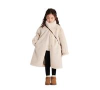 Generisch Doudoune pour fille avec doublure en fourrure synthétique pour une chaleur extrême en hiver, manteau à capuche coupe-vent comme vêtement d'extérieur chaud, Blanc., 5-6 ans
