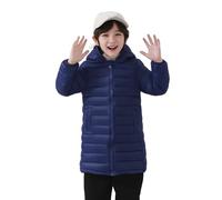 Generisch Doudoune pour fille, extra chaude, longue, rembourrée, manteau d'hiver épais pour enfants adolescents, design longueur genou, Marine, 9-10 ans