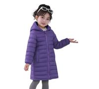 Generisch Doudoune pour fille, extra chaude, longue, rembourrée, manteau d'hiver épais pour enfants adolescents, design longueur genou, lilas, 3-4 ans