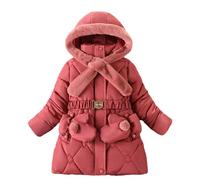 Generisch Doudoune pour homme et fille avec gants de neige à capuche rembourrée chaude avec ceinture de taille doudoune pour tout-petit fille avec chauffage pour femme, Rouge pastèque, 8-10 ans