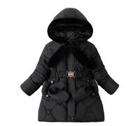 Generisch Doudoune pour homme et fille - Avec gants de neige - Capuche rembourrée chaude - Avec ceinture - Doudoune pour tout-petits et filles - Avec chauffage - Pour femme, Noir , 6-7 ans