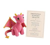 Generisch Dragon de poche tricoté au crochet positif avec une carte de vœux | Poupée au crochet pour femmes, hommes, adolescents, étudiants, collègues, enseignants, à la maison