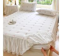 Generisch Drap-Housse en Coton Pur, Tout Coton respectueux de la Peau, Couvre-lit imprimé entièrement rembourré en Coton avec Bord de Jupe,F,200x220cm(79x87inch)