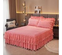 Generisch Drap-Housse matelassé avec Rembourrage en Coton, Non Glissant, doublé en Polaire, Drap de lit intégral avec Bord de Jupe, Couvre-lit matelassé épaissi,R,180x220cm(71x87inch)