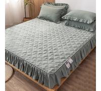 Generisch Drap-Housse matelassé, Couleur Unie, Drap de lit épais antidérapant matelassé élastique, Housse de lit intégrale Anti-poussière avec Jupe,H,180x200cm(71x79inch)