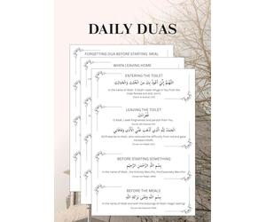 Generisch Dua Lot de 12 autocollants islamiques Dua - Demandes quotidiennes - 12 duas pré-imprimés pour enfants et adultes sur papier vinyle - Idéal pour la maison, l'école ou comme cadeau (fond