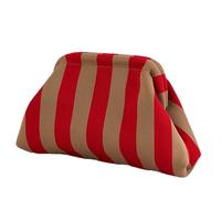 Generisch Dumpling Portefeuilles pour femmes, Sac à main tissé au crochet, Colorblocks Pochettes Dumpling Sacs à main au crochet, Été Plages Boulettes Crochet Sac à Cosmétique Rayé, Or rouge., voir