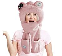 Generisch Écharpe à capuche pour femme - Doublure épaisse et coupe-vent | Chapeau avec capuche animale, pour les trajets quotidiens, le camping, l'école, les voyages, le patinage, la marche