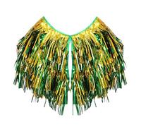 Generisch Écharpe à pompon irlandais - Pour festival, carnaval, performance - Costume de Saint Patrick - Doré/vert - Pluie - En soie, or, taille unique