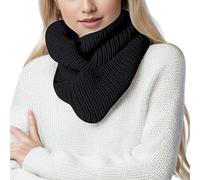Generisch Écharpe d'hiver tricotée épaisse avec double cercles pour femme comme accessoire de mode, Noir , taille unique