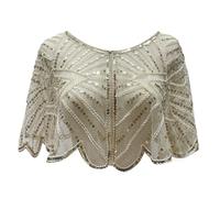 Generisch Écharpe en dentelle pour femme - Tissu à paillettes - Tenue de soirée - Cape en dentelle pour costume de bal masqué, or, Siehe Beschreibung