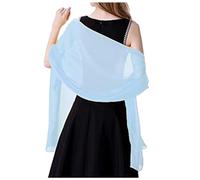 Generisch Écharpe en mousseline douce comme écharpe élégante pour robes de femme, accessoire polyvalent avec un tombé élégant, une transparence délicate (bleu, L)