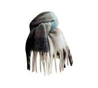 Generisch Écharpe en tricot tissée pour femme avec motif à carreaux colorés et longues franges épaisses, écharpe d'hiver chaude pour femme, noire, laine, BK2., taille unique