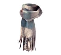 Generisch Écharpe en tricot tissée pour femme avec motif à carreaux colorés et longues franges épaisses, écharpe d'hiver chaude pour femme, noire, laine, gris, taille unique