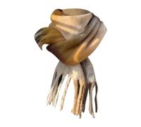 Generisch Écharpe en tricot tissée pour femme avec motif à carreaux colorés et longues franges épaisses, écharpe d'hiver chaude pour femme, noire, laine, kaki, taille unique