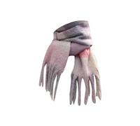 Generisch Écharpe en tricot tissée pour femme avec motif à carreaux colorés et longues franges épaisses, écharpe d'hiver chaude pour femme, noire, laine, PK2, taille unique