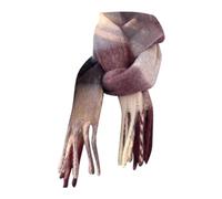 Generisch Écharpe en tricot tissée pour femme avec motif à carreaux colorés et longues franges épaisses, écharpe d'hiver chaude pour femme, noire, laine, lilas, taille unique