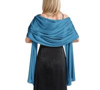 Generisch Écharpe enveloppante élégante en satin pour soirée, luxueuse, douce, pour fête, dîner formel, léger et élégant, bleu, taille unique