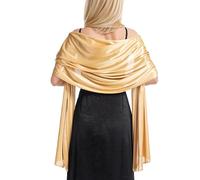 Generisch Écharpe enveloppante élégante en satin pour soirée, luxueuse, douce, pour fête, dîner formel, léger et élégant, or, taille unique