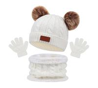 Generisch Écharpe Femme Enfants Chapeaux Écharpes Gants Chaud Coloré En Hiver Deux Bonnets Bébé, Blanc., taille unique
