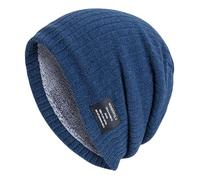 Generisch Écharpe Jaune Femme Bonnet Tricoté Hiver Extérieur Couleur Unie Rayé Chaud Protection Oreilles Écharpe Bonnet Gants Ensemble Femme, bleu, taille unique