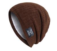 Generisch Écharpe Jaune Femme Bonnet Tricoté Hiver Extérieur Couleur Unie Rayé Chaud Protection Oreilles Écharpe Bonnet Gants Ensemble Femme, café, taille unique