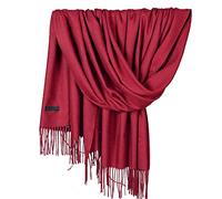 Generisch Écharpe pashmina pour femme, douce, unie, tendance, col chaud avec franges, bonnet avec écharpe garçon, rouge, A