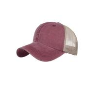 Generisch Écharpe tubulaire Washed Light Board Mesh Casquette Baseball Casquette Langue Chapeau de Soleil Tendance Cent Couleur Unie Assortie Casques de Vélo Drôle, Bordeaux, taille unique
