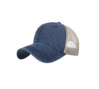 Generisch Écharpe tubulaire Washed Light Board Mesh Casquette Baseball Casquette Langue Chapeau de Soleil Tendance Cent Couleur Unie Assortie Casques de Vélo Drôle, Marine, taille unique