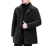 Generisch eddy Veste polaire pour homme - Courte - Veste d'hiver avec boutons - Manteau en laine - Couleur unie - Veste de survêtement épaisse en polaire doublée - Trench épais et décontracté, Noir