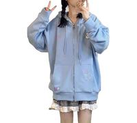 Generisch Élégant cardigan de style baseball, fermeture éclair en polaire douce et douillette, avec poches avant, épaules découpées pour un confort optimal, bleu clair, L