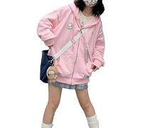 Generisch Élégant cardigan de style baseball, fermeture éclair en polaire douce et douillette, avec poches avant, épaules découpées pour un confort optimal, Rose, L