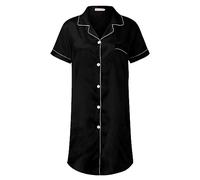 Generisch Élégante chemise de nuit en satin pour femme, idéale comme chemise de nuit courte, mini slip décontracté pour des nuits reposantes et douce à porter, Noir , L