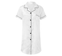 Generisch Élégante chemise de nuit en satin pour femme, idéale comme chemise de nuit courte, mini slip décontracté pour des nuits reposantes et douce à porter, Blanc., M