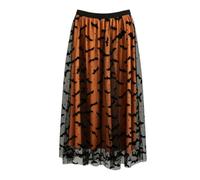 Generisch Élégante jupe midi transparente à volants pour un tombé légèrement fluide, parfaite pour les fêtes décontractées ainsi que d'autres occasions comme compagnon d'été, Orange, S