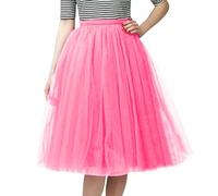 Generisch Élégante jupe plissée longueur genou pour femme comme jupe de danse tutu polyvalente dans une version sophistiquée, Rose, taille unique