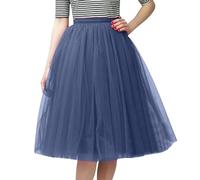 Generisch Élégante jupe plissée longueur genou pour femme comme jupe de danse tutu polyvalente dans une version sophistiquée, Marine, taille unique