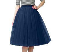 Generisch Élégante jupe plissée longueur genou pour femme comme jupe de danse tutu polyvalente dans une version sophistiquée, bleu foncé, taille unique