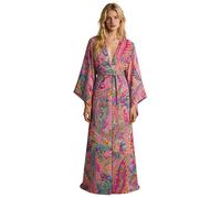 Generisch Élégante robe de matin fleurie avec manches longues comme vêtement doux pour la maison et les loisirs avec poches pratiques, Rose, S