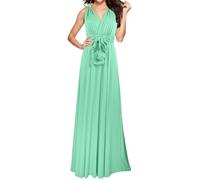 Generisch Élégante robe de soirée longue avec col en V pour femme - Robe portefeuille convertible pour demoiselle d'honneur - Pour invité de mariage, fête, tenue décontractée, Vert menthe., M