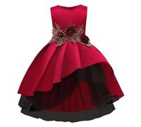 Generisch Élégante robe sans manches pour fille style débardeur performance queue fête tenue de soirée festive, Bordeaux, 2-3 ans